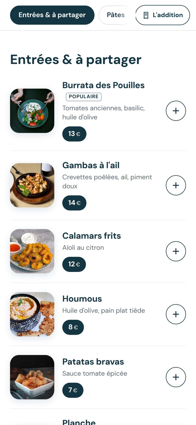 L'écran de commande Baboo sur le téléphone d'un client